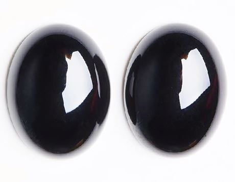 Picture of 10x14 mm, oval, gemstone cabochons, onyx, black