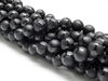 Picture of 8x8 mm, round, gemstone beads, onyx, black, frosted, shiny polygon design