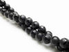 Picture of 6x6 mm, round, gemstone beads, onyx, black, frosted, shiny polygon design