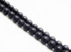 Picture of 6x6 mm, round, gemstone beads, onyx, black, A-grade, frosted