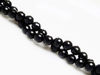 Picture of 6x6 mm, round, gemstone beads, onyx, black, A-grade, faceted