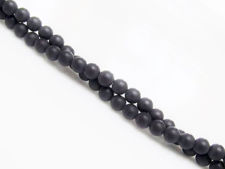 Picture of 4x4 mm, round, gemstone beads, onyx, black, A-grade, frosted