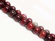 Picture of 8x8 mm, round, gemstone beads, Apple jasper, natural, deep red