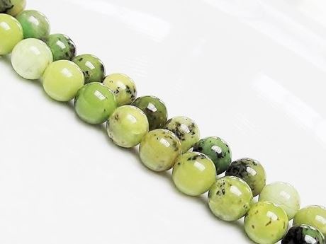 Picture of 8x8 mm, round, gemstone beads, chrysoprase, apple-green, natural