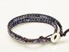 Image de Bracelet wrap en cuir, perles pierres gemmes, sodalite