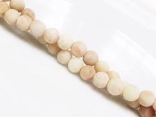 Picture of 6x6 mm, round, gemstone beads, sunstone, peachy yellow, natural, frosted