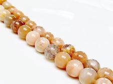 Picture of 8x8 mm, round, gemstone beads, sunstone, peachy yellow, natural, B-grade