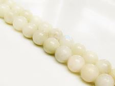 Picture of 8x8 mm, round, gemstone beads, moonstone, light beige white, natural