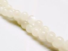 Picture of 6x6 mm, round, gemstone beads, moonstone, light beige white, natural