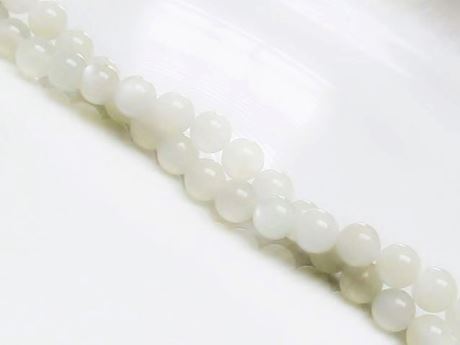 Picture of 6x6 mm, round, gemstone beads, moonstone, light grey, natural, A-grade