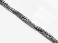 Picture of 2x2 mm, cube, gemstone beads, hematite, frosted