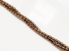 Picture of 2x2 mm, tube, gemstone beads, hematite, golden russet metalized