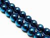 Picture of 6x6 mm, round, gemstone beads, hematite, metallic blue metalized