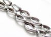 Picture of 13x8x3 mm, twisted rhombus, gemstone loop beads, hematite, rhodium metalized