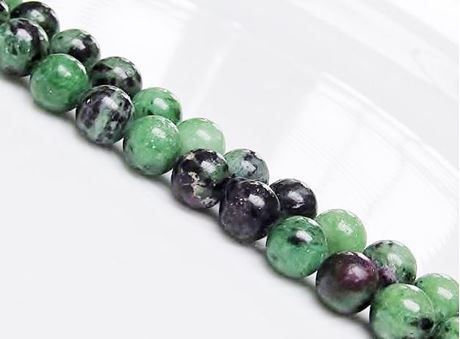 Picture of 8x8 mm, round, gemstone beads, Ruby-Zoisite, natural, AA-grade