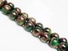 Picture of 8x8 mm, round, gemstone beads, sponge quartz, Persian green in red goldstone