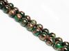 Picture of 8x8 mm, round, gemstone beads, sponge quartz, Persian green in red goldstone