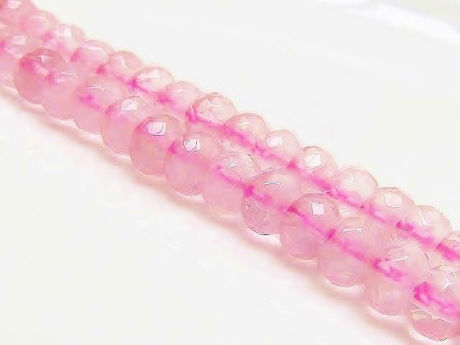 Picture of 6x8 mm, rondelle, gemstone beads, pink quartz, natural, A-grade, faceted