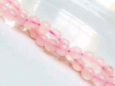 Picture of 6x6 mm, round, gemstone beads, rose quartz, natural, B-grade