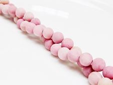 Picture of 6x6 mm, round, gemstone beads, rhodonite, natural, frosted