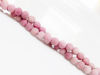 Picture of 4x4 mm, round, gemstone beads, rhodonite, natural, frosted