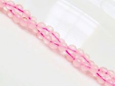 Picture of 4x4 mm, round, gemstone beads, rose quartz, natural, B-grade