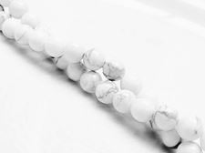 Image de 6x6 mm, perles rondes, pierres gemmes, howlite, blanche, naturelle