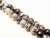 Picture of 8x8 mm, round, gemstone beads, black veined jasper, natural