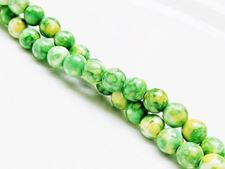 Picture of 6x6 mm, round, gemstone beads, howlite, green-yellow