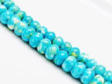 Image de 5x8 mm, perles rondelles, pierres gemmes, howlite, bleu-jaune