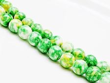 Picture of 8x8 mm, round, gemstone beads, howlite, green-yellow