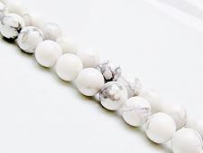 Image de 8x8 mm, perles rondes, pierres gemmes, howlite, blanche, naturelle