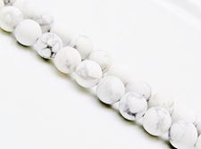 Picture of 8x8 mm, round, gemstone beads, howlite, white, natural, frosted
