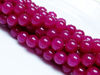 Image de 10x10 mm, perles rondes, pierres gemmes, jade, rose fuchsia, qualité A