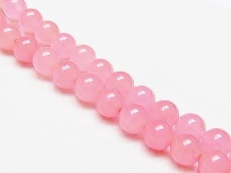 Picture of 8x8 mm, round, gemstone beads, jade, light melon pink, A-grade