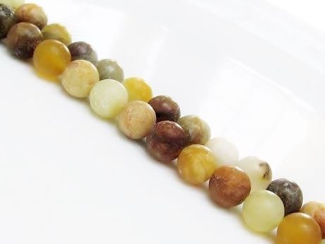 Picture of 8x8 mm, round, gemstone beads, Xiu jade, natural, frosted