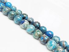 Image de 8x8 mm, perles rondes, pierres gemmes, jaspe impression, bleu