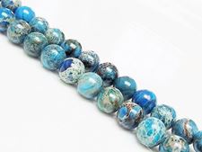 Picture of 8x8 mm, round, gemstone beads, impression jasper, blue