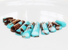 Picture of 9x16-10x39 mm, pendant, gemstone, impression jasper, turquoise set, 11 pieces