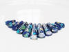 Afbeeldingen van 9x16-10x39 mm, hangertje, edelsteen, impressie jaspis, blauw set, 11 stuks
