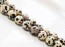 Picture of 10x10 mm, round, gemstone beads, Dalmatian jasper, natural, faceted