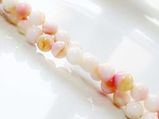 Picture of 6x6 mm, round, organic gemstone beads, mother of pearl, pink, natural