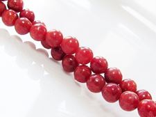 Picture of 6x6 mm, round, organic gemstone beads, sponge coral, red