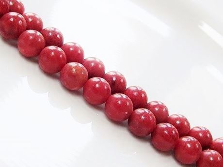 Picture of 8x8 mm, round, organic gemstone beads, sponge coral, red