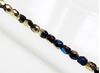 Picture of 3x3 mm, Czech faceted round beads, black, opaque, California blue gold luster