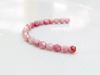 Picture of 3x3 mm, Czech faceted round beads, chalk white, opaque, light topaz pink luster