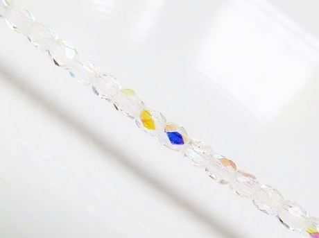 Picture of 3x3 mm, Czech faceted round beads, crystal, transparent, AB