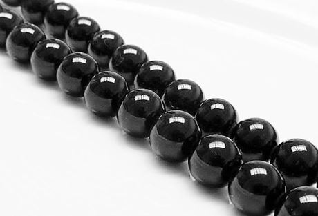 Picture of 10x10 mm, round, gemstone beads, jade, black, B-grade