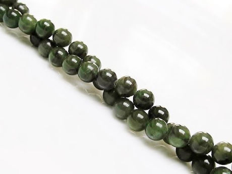 Picture of 6x6 mm, round, gemstone beads, Canadian jade, nephrite, natural