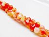 Image de 6x6 mm, perles rondes, pierres gemmes, jade Mashan, panaché de rouge-orange